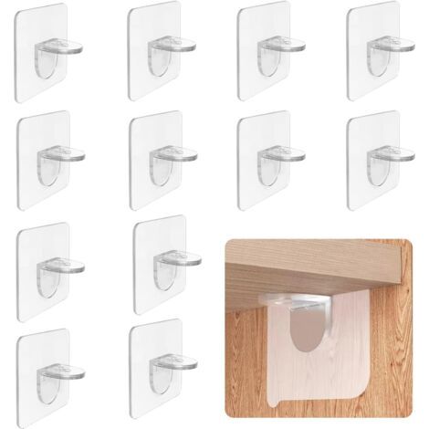 (6 X 6 Cm) 12er-pack Regalstützklammern, Transparente Regalstützklammern, Selbstklebende L-förmige Halterungen Mit Loch Für Möbel, Bücherregale, Schränke.