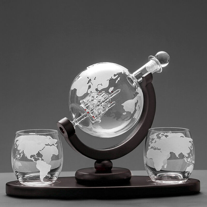 Whiskey-dekanter-set Mit Gläsern, Luxuriöse Schwarze Glasflasche