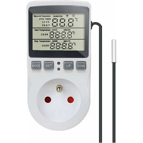 Digitaler Thermostat, Timer-temperaturregler, Steckdose 230 V, 16 A, Mit Heizsensor, Kühlschrank-thermostat-regler Für Gewächshaus, Reptilienzucht, Boxhaus