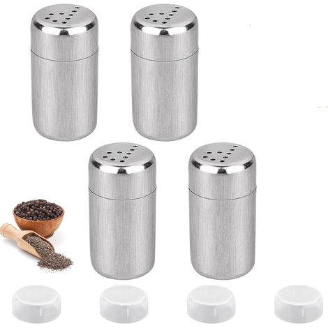 4-teiliges Set Bestehend Aus: Salzstreuer, Gewürzstreuer, Pulverstreuer, Edelstahl, Mit Deckel