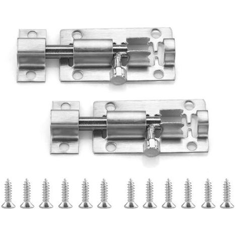 (silber, 2 Zoll) 2er-pack Edelstahl-türschloss, Robuster Schieberiegel, Kleine Riegelplatte Für Garten, Schlafzimmer, Badezimmer, Schränke
