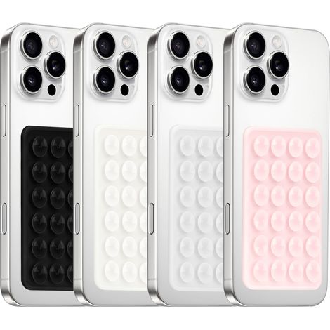 Lot Von 4 Selbstklebenden Silikon-halterungen Für Die Telefonhülle, Halter Für Den Kragen (schwarz Und Weiß, Halbtransparent, Hellrosa)