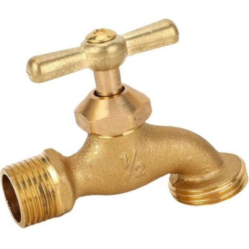 Bewässerungshahn, Robustes Messing-gartenventil Mit Zinkgriff Für Wassermanagement Im Freien, 1/2" Mip X 3/4" Mht-anschluss