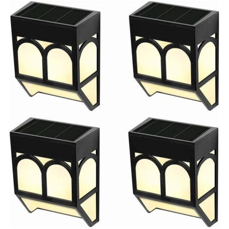 Lot Von 4 Solarlampen Für Den Außenbereich Des Gartens – Solarenergie-wandgemälde Für Die Terrasse, Weißes Licht/farbwechsel