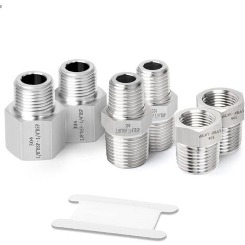 6 Stück 1/8 Zoll Bsp X 1/4 Zoll Bsp Geschmiedete Edelstahl-rohrverschraubung, Innensechskant, Reduzieradapter, Reduzier-sechskant-nippelanschlüsse