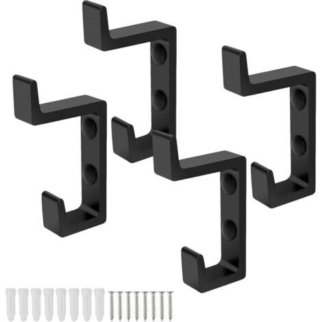 4 Stück Schwarze Wandhaken, Verstärkte Räumliche Handtuchhaken Aus Aluminium, Doppelhaken-design Mit Schrauben, Ideal Für Badezimmer, Wohnzimmer Und Schlafzimmer