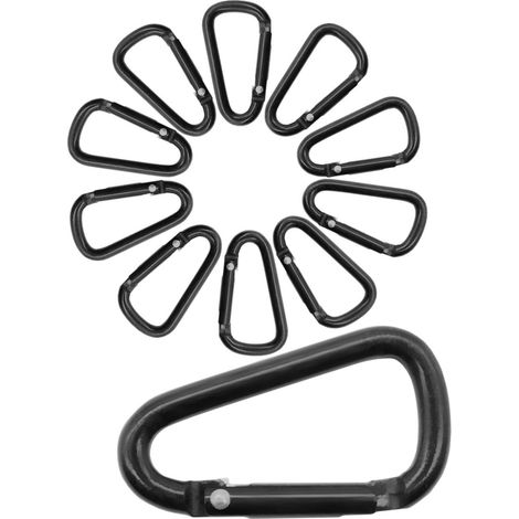 Mini-mousquetons Aus Aluminium (10er-los) Zur Materialfixierung, 55 X 30 Mm, Schwarz