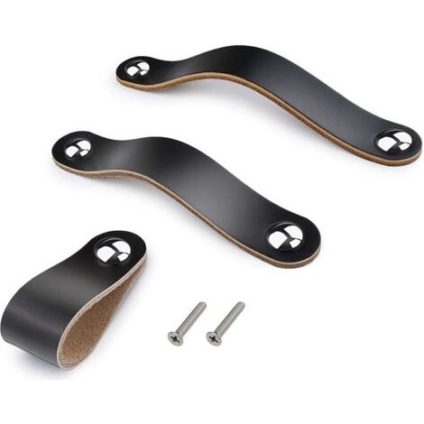 6 Schubladengriffe, Beige, Handgefertigt, Leder, Für Kommode, Schrank, Griffe, Verstellbarer Türgriff, Küchengriffe, Knöpfe Mit Schrauben, 22 Mm, Lochabstand: 128 Mm