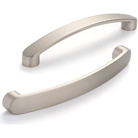 Set Mit 6 Verchromten Möbelgriffen Für Küchentüren – Gebürstetes Nickel, 128 Mm Mittenabstand