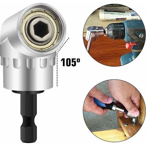 2-teiliger Adapter Für Rechtwinklige Bohrer, Winkelschrauber Und Schraubendreher, Bohreraufsatz Mit Magnetischem Bithalter, Schnellwechsel-6-mm-sechskant-bohrer, 1/4 Zoll
