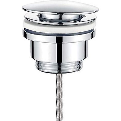 M20509 Lavabo-klappe Mit Klick-klappe Mit/ohne Trop-plein – Bouchon Vidage Salle De Bain En Métal Argenté, Robuste Und Einfache Installation