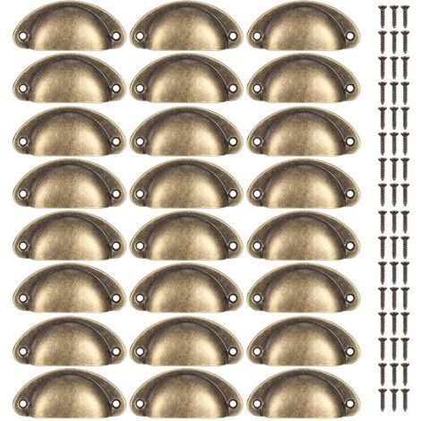 24 Stück Vintage-muschelknöpfe, Halbrunde Schubladengriffe, Möbelknöpfe, Türschubladentruhen, Muschelknöpfe Für Küche, Schränke Mit Schrauben (48 Stück)
