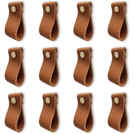 12 Stück Küchenmöbelgriff, Ledermöbelgriff, Türgriff Mit Schraubenmuttern, Antikollisionsschrank, Schublade, Kommode, Türknauf, Schönes Geschenk, Braun