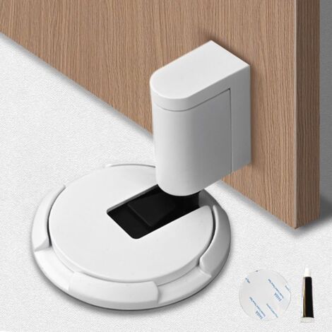 1 Stück Weißer Magnetischer Türstopper Aus Zinklegierung, Starker Magnetischer Türstopper Mit Kleber Und Schrauben