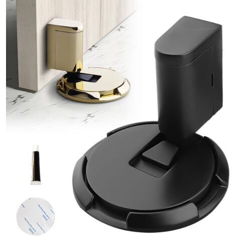 1 Stück Magnetischer Türstopper Aus Schwarzer Zinklegierung, Starker Magnetischer Türstopper Mit Kleber Und Schrauben