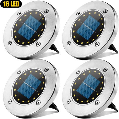 Solarleuchten Für Den Außenbereich, 16 Led-strahler, Ip65 Wasserdicht, Für Garten, Wege, Gärten, Terrassen, Innenhöfe, Weiß – 4er-set –