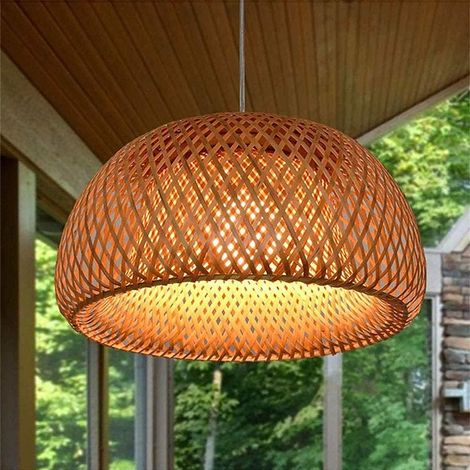 Kronleuchter Aus Bambus-rattan, Pendelleuchte Aus Bambus-handwerk Im Chinesischen Stil, Hängelampe Für Restaurant, Schlafzimmer, Balkon, Café, Küche, Fassung E27–30 Cm