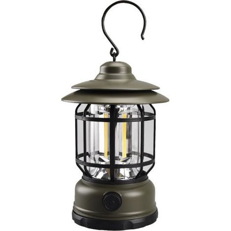 Campinglampe, Warmes Retro-licht, Wiederaufladbare Laterne, Außenlampe, Tragbare Hängezeltlampe – 11,4 X 18,5 Cm, Einstellbare Helligkeit