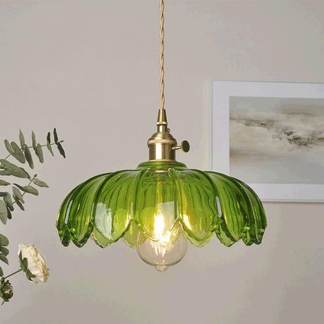 Retro-kronleuchter Aus Glas Im Pastoralen Stil Ohne Lichtquelle, Grünes Pothos -