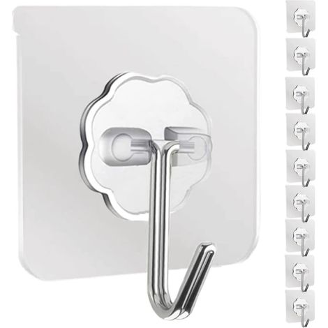 Wandhaken, 10 Stück, Robuste, Transparente Klebehaken Für Küche, Badezimmer, Büro, Schrank, Garderobe, Handtuchhalter, Schlüsseldekoration –