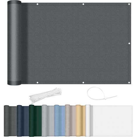 Balkon-sichtschutz 90 X 500 Cm, Wasserdicht, Blickdicht, Winddicht, Mit Ösen Und Kabelbindern, Für Außenterrasse, Anthrazit
