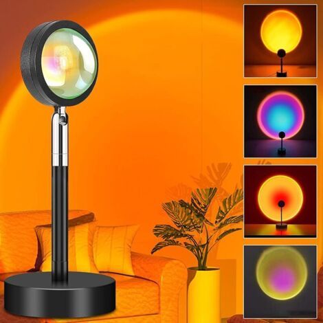 Sonnenuntergangslampe – Regenbogenprojektor – 360-grad-drehung – Led-nachtlampe Für Selfie/fotografie/zuhause/schlafzimmer/wohnzimmer-dekoration, Usb-nachtlicht (16 Farben)