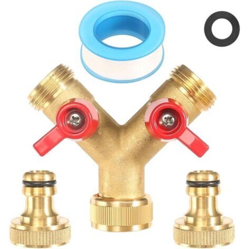 2-wege-verteiler, 3/4 Wasser 2-wege-wasser-verteiler Mit Zwei Vernickelten Leitungen Und Zwei Enden, Tuyau D'Arrosage Adaptator Tuyau D'Arrosage Für Eine Nutzung Im Maison Jardin