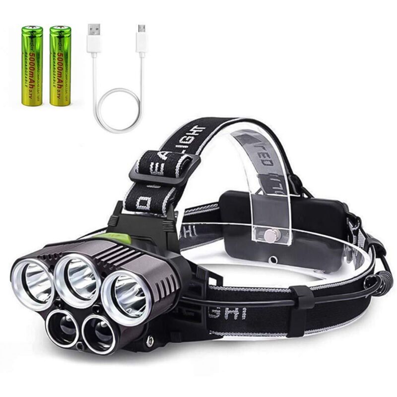 Usb Wiederaufladbare Stirnlampe, Tyc 6 Modi Stirnlampe Mit 2 Batterien Mit Großer Kapazität, Wasserdichte Stirnlampen Für Camping, Wandern, Radfahren, Angeln, Laufen