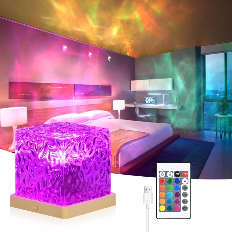Sternenhimmelprojektor, 16 Farben Wellenlampe Kindernachtlicht Mit Fernbedienung, 3d-wasserwelleneffekt, Kinderdekoration Für Schlafzimmer/weihnachtsgeschenk