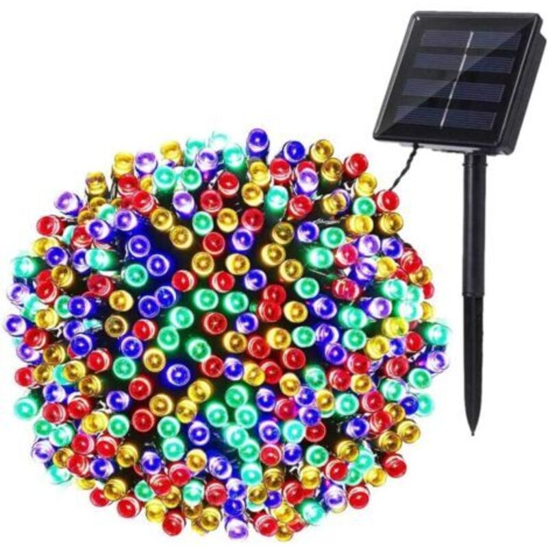 Pr Guirlande Noël Solaire, 22m 200 Led Guirlande Lumineuse Solaire Extérieure Étanche 8 Modes Décoration Lumière Pour Jardin Balcon Arbres Clôture Terrasse Fête, Mehrfarbig
