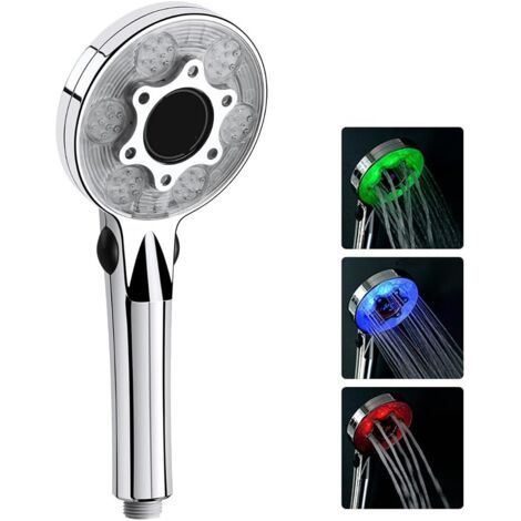 Duschkopf Led, 3 Farben Duschkopf Mit Temperaturanzeige, Duschkopf Salle De Bain, Duschkopf Economiseur D'Eau, Tête De Douche Pour Baignoire, Universel G1/2