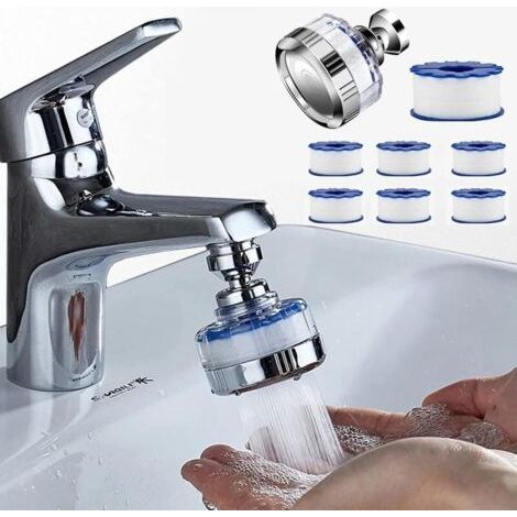 Wasserhahn-wasserfilter Mit 6 Filterelementen Aus Pp-baumwolle, Universeller Anti-kalk-wasserhahnfilter, Um 360° Drehbarer Sprühkopf