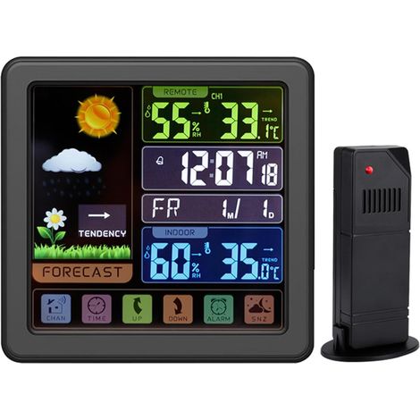 Funkwetterstation Mit Außensensor, 6,1 Zoll Farbdisplay, Innen-/außen-digitalthermometer, Hygrometer, Dcf-signalempfang, Funkuhr