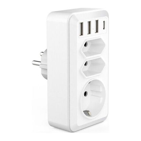 7-in-1-usb-steckdosenleiste Mit 3 Ac-ausgängen (16 A, 3800 W), 3 5 V/3,4 A Usb-anschlüssen Und 1 Usb-c-anschluss. Ideal Für Zuhause, Büro Und Reisen. Kompatibel Mit Telefonen.