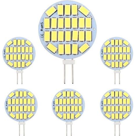 G4 Led-leuchtmittel 3w Ac12-24v 300lm Kaltweiß 6000k 24x5730 Smd Entspricht 30w Halogenlampen Nicht Dimmbar, Rund, Für Möbelbeleuchtung Und Einbaustrahler (6er-pack)