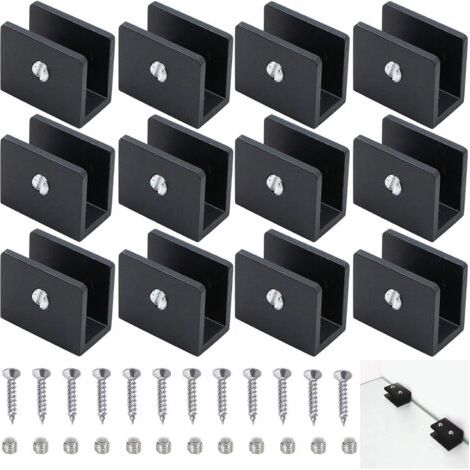 12er-pack Glasgeländerklemmen, Glasregalhalterung, Verstellbare Aluminium-glasregalhalterung, U-förmige Eckhalterung Aus Metall, Einloch-glasklemmen