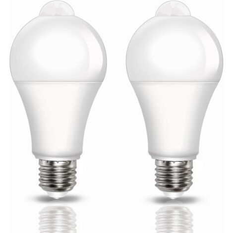 Led-pir-bewegungsmelder-glühbirne, E27-schraubsockel, 12 W, 1000 Lumen (entspricht 100 Watt), 220 V, 6500 K Kaltweiß, Glühbirnen Für Sicherheitsbeleuchtung, 2er-pack