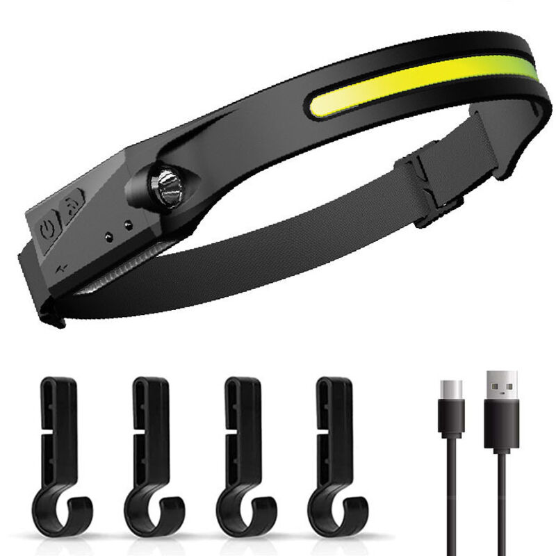 Wiederaufladbare Stirnlampe Für Den Außenbereich, Leistungsstarke Usb-c-led-beleuchtung, 5 Leuchtmodi, Wasserbeständig,