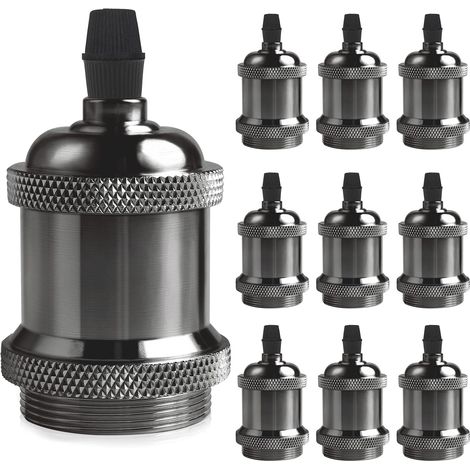 Vintage E27-fassung, Aluminium Und Keramik, Edison-schraubfassungsadapter, Für Wand-, Tisch-, Steh- Oder Deckenleuchte, Perlmuttschwarz, 10er-set