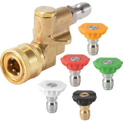 Wasserpistolen-umrüstkopf Für Hochdruckreinigungsmaschine, 360 Grad Verstellbares Zubehör, 1/4 Reinigungsanschluss (0 Grad, 15 Grad, 25 Grad, 40 Grad, 65 Grad)