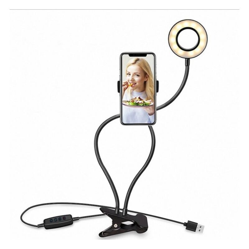 Akzentbeleuchtung, Batteriebetriebene Lampe, 15 Cm Tischlampe Mit Klemme, Fülllicht, Faltbares Selfie-ringlicht, Schwarz –