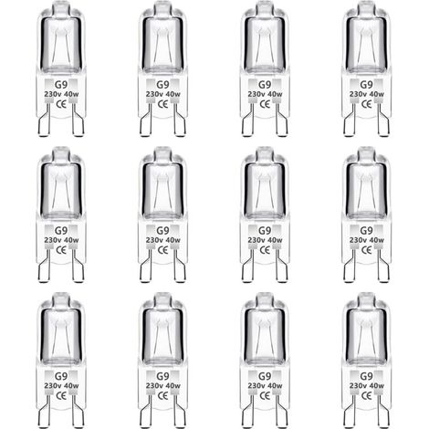 Lot Von 12 Halogen-ampullen G9 40 W, Dimmbar 0–100 % – Weiß Bei 2700 K – 480 Lm – Sockel Mit Zwei Stiften – Gleichmäßige, Funkelnde Beleuchtung