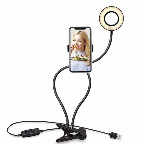 Akzentbeleuchtung, Batteriebetriebene Beleuchtung, 6-zoll-klemm-schreibtisch-ringlampe, Fülllicht, Faltbares Selfie-ringlicht, Schwarz -
