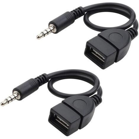 Ahlsen 2-teiliges Usb-klinken-ladekabel, Auto-aux-port-adapterkabel, 3,5-mm-stecker Auf Usb 2.0-buchse, Aux-audio-adapterkabel, Für Cd-player, Mobiltelefon, Mp3