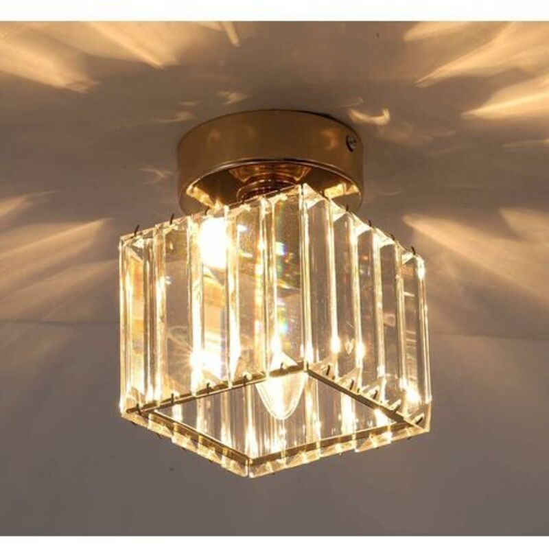 Pr Plafonnier En Cristal, Lustre Mini Carré 60w Encastré Moderne Pliant Près Du Plafonnier, Salle À Manger Chambre Cuisine Couloir Cour Hall Suspension, Sockel E27