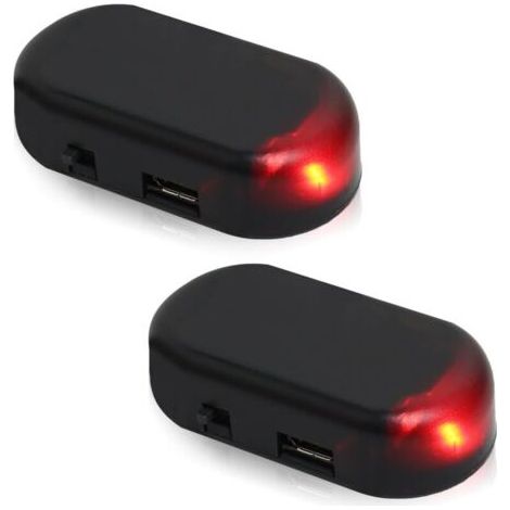 2 Stück Solar-autoalarmanlage, Autoalarmleuchte, Led-simulierte Solaralarmleuchten, Sicherheitswarnung, Diebstahlschutz, Blinkend, Mit Usb-anschluss Für Die Meisten Autos (rot).