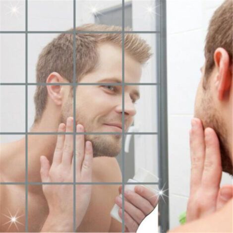 Packung Mit 10 Verdickten, Selbstklebenden Spiegelplatten Für Transparente Wand, Selbstklebende Spiegelfliesen Für Badezimmer, Schlafzimmer, Türen Usw. (1515 Cm)