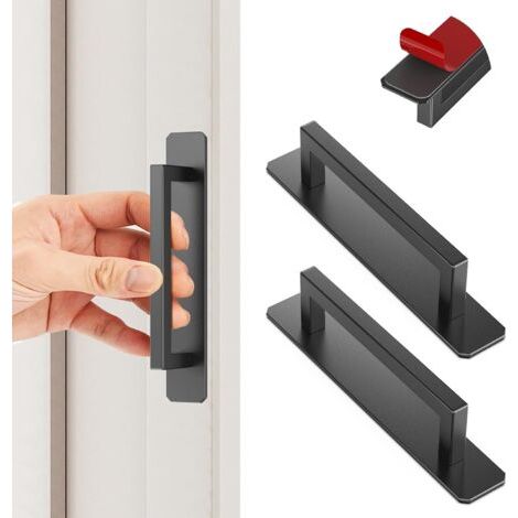 150 Mm Selbstklebender Schwarzer Möbelgriff, 2er-pack, Aluminium, Ohne Bohren, Für Schubladen, Kleiderschränke, Schiebetüren Und Küchenmöbel.