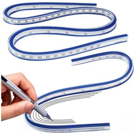 Set Mit 10 Flexiblen, Gebogenen Und Weichen Linealen, Weicher Kunststoff, 30 Cm Und 60 Cm, Für Malerei, Schreinerei, Architektur, Zeichnen Und Kleidung (blau Und Weiß)