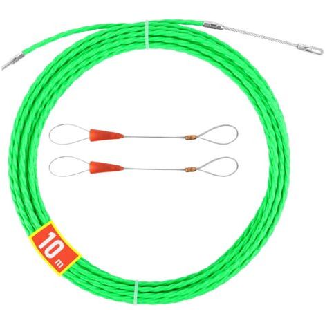 (grün) Elektrikernadel 10 M, Elektrokabelzieher 4 Mm, Kabelzieher Mit 2 Flexiblen Führungsköpfen, Kabelnadel, Elektrokabeleinfädler Zum Verlegen Von Kabelkanälen
